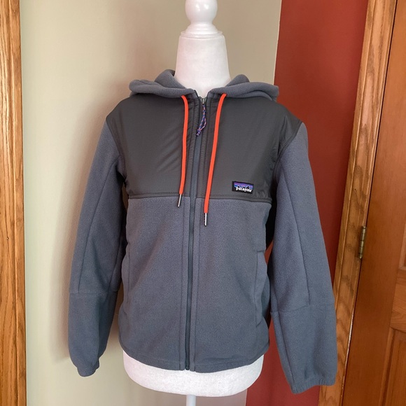 NWT Patagonia Women’s Microdini Fleece Hoody XS Nouveau Green Campfire Orange - Picture 2 of 14